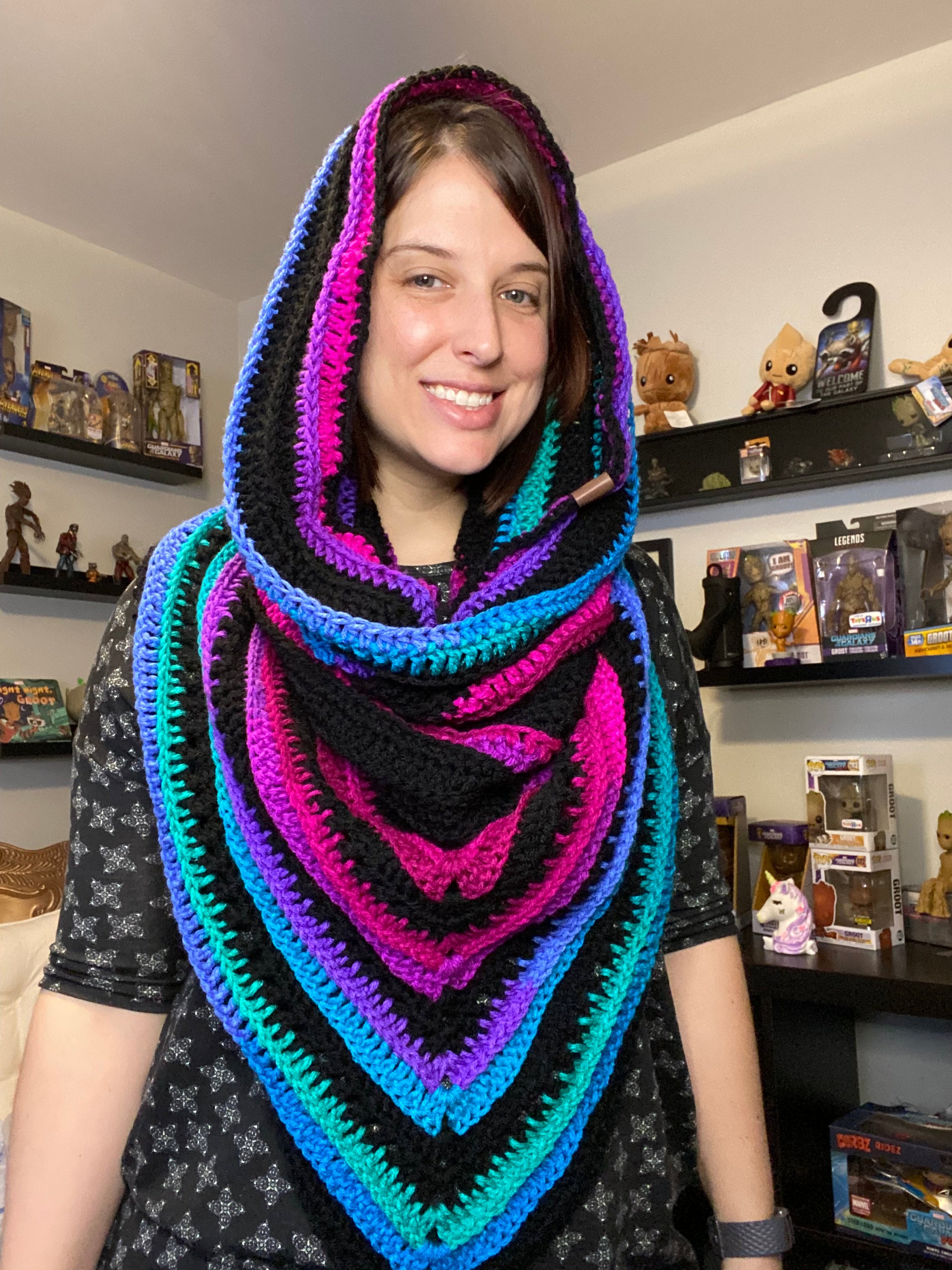 Wild oleander hooded scarf top